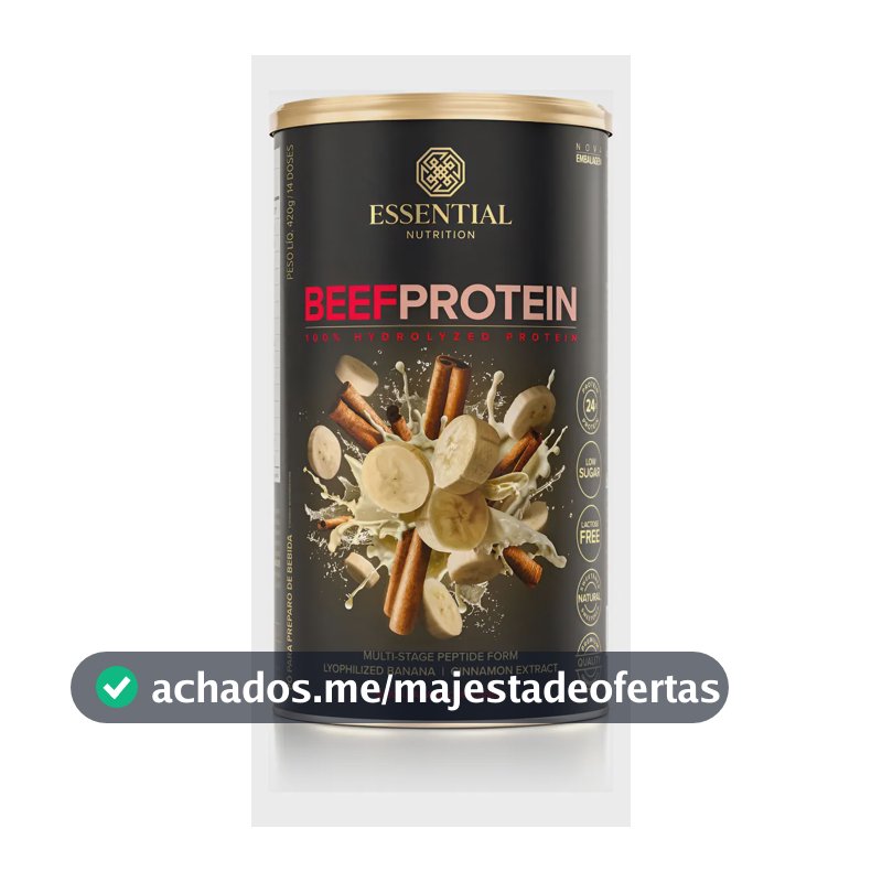 Beef Protein (480g) Essential Nutrition -banana Com Canela Sabor Banana com canela