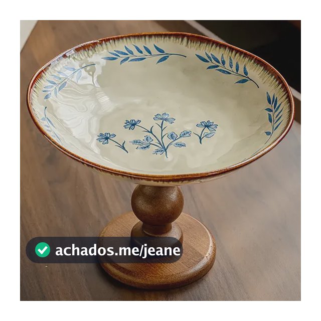 Copa Madeira Prato Frutas Cerâmica Salada Decoração