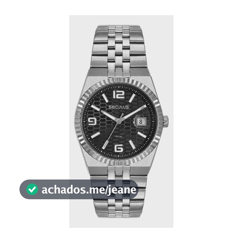 Relógio Seculus 77363g0svna2 Prata 40mm Prateado Preto