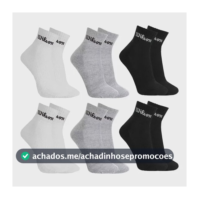 Kit 6 Pares Meias Wilson Cano Médio Masculino Adulto 38-43