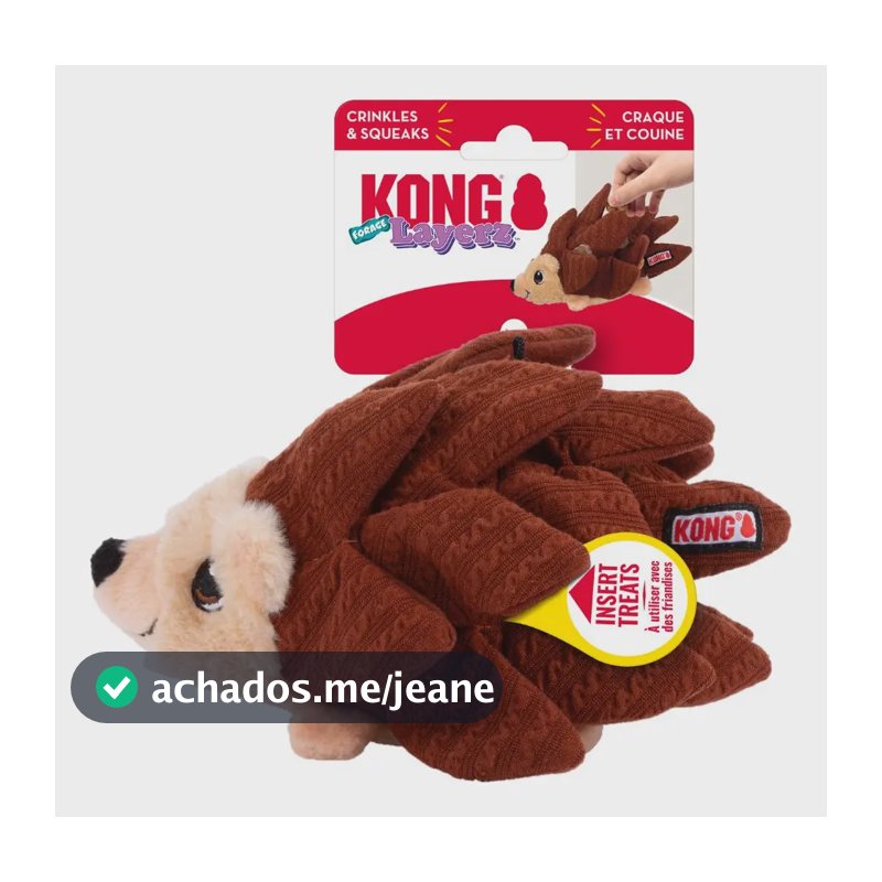 KONG Layerz Forage Hedgehog Médio Brinquedo Interativo de Farejamento com Petiscos