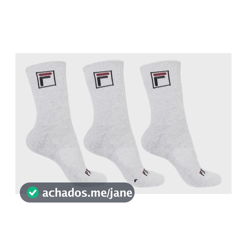 Kit Tripack Meia Fila Cano Alto Fbox Masculina Branca Meias Brancas Logo 39-43