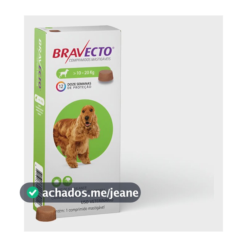 Bravecto 10 A 20 Kg Comprimido 500mg Antipulgas E Carrapatos