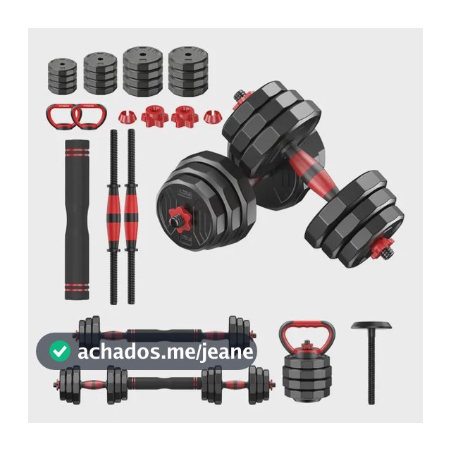 Kit Musculação 40kg Barra Anilha Halter Kettlebell