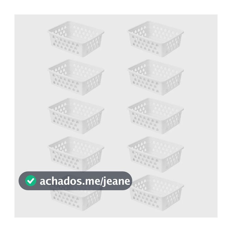 Kit 10 Cestos Organizadores Multiuso Empilhável Gaveta 16x12x6 Cor Branco