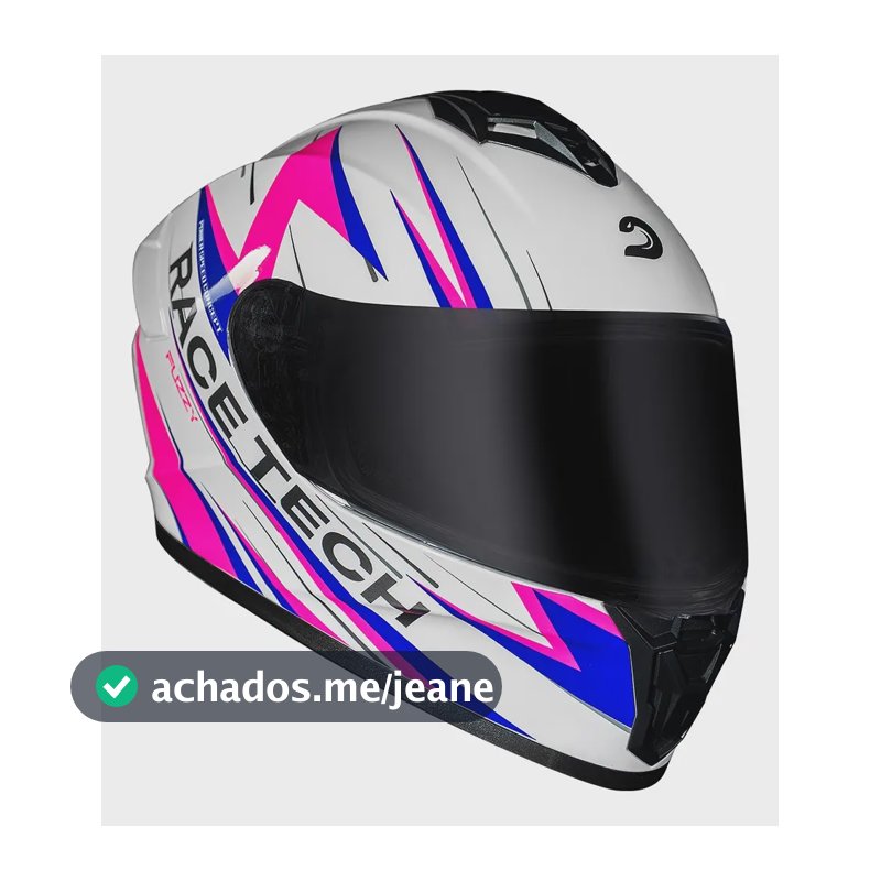 Race Tech Hit Fuzzy Capacete Integral Abs Viseira Uv 57/58 Rosa Fuzzy Brilhante 55/56