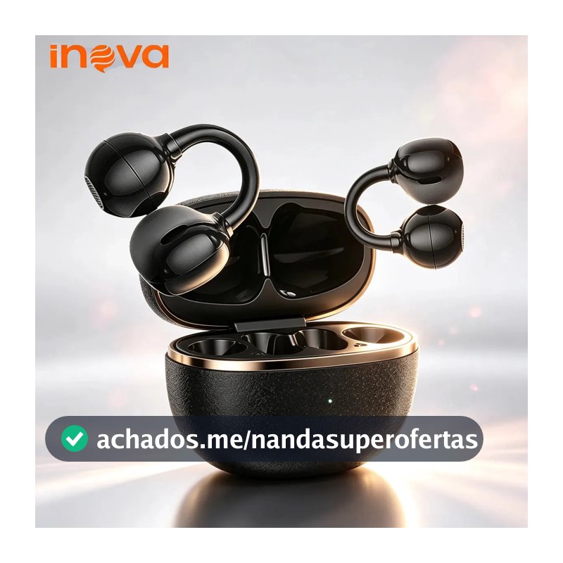 Fone de Ouvido Inova Open-Ear Bluetooth para Esportes com Controle Tátil e Bateria de Longa Duração