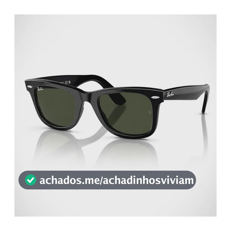Óculos De Sol Ray Ban Wayfarer RB2140 - 50 - Preto Jeans Verde-escuro