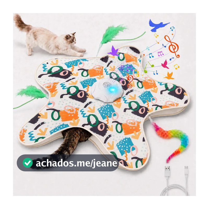Brinquedo Elétrico Interativo para Gatos Fallove com 3 Refis de Pena e Lagarta