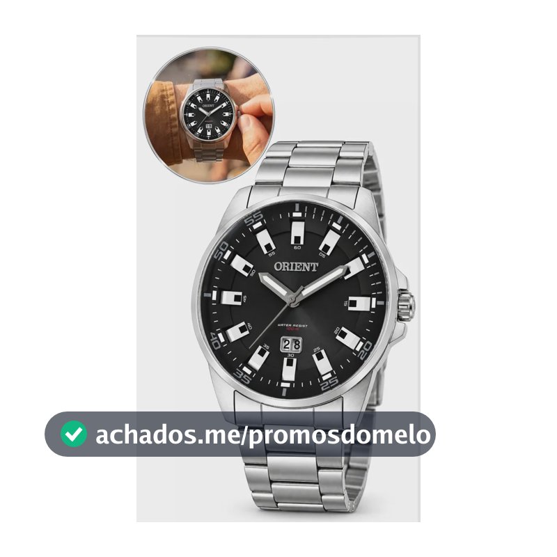 Relógio Masculino Orient Prateado Quartzo Analógico Fundo Preto Prova D'água 100M