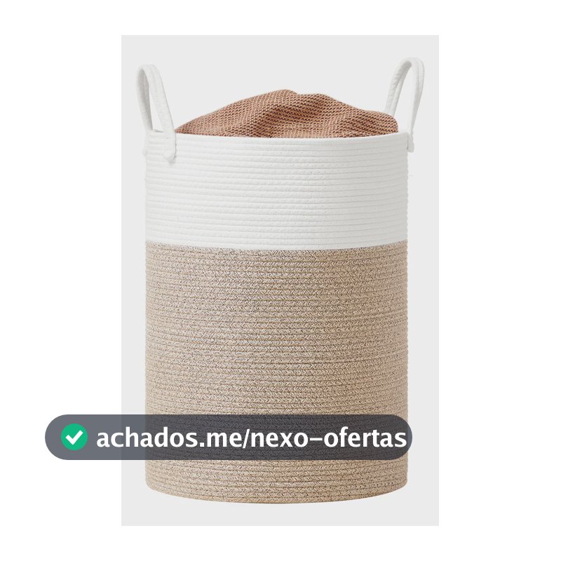 Organizador Grande com Alças, para Lavanderia e Brinquedos, Branco e Marrom