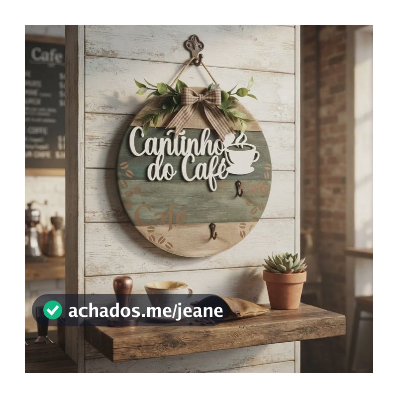 Placa Decorativa Cantinho Do Café Redonda Com Ganchos Cantinho Do Café