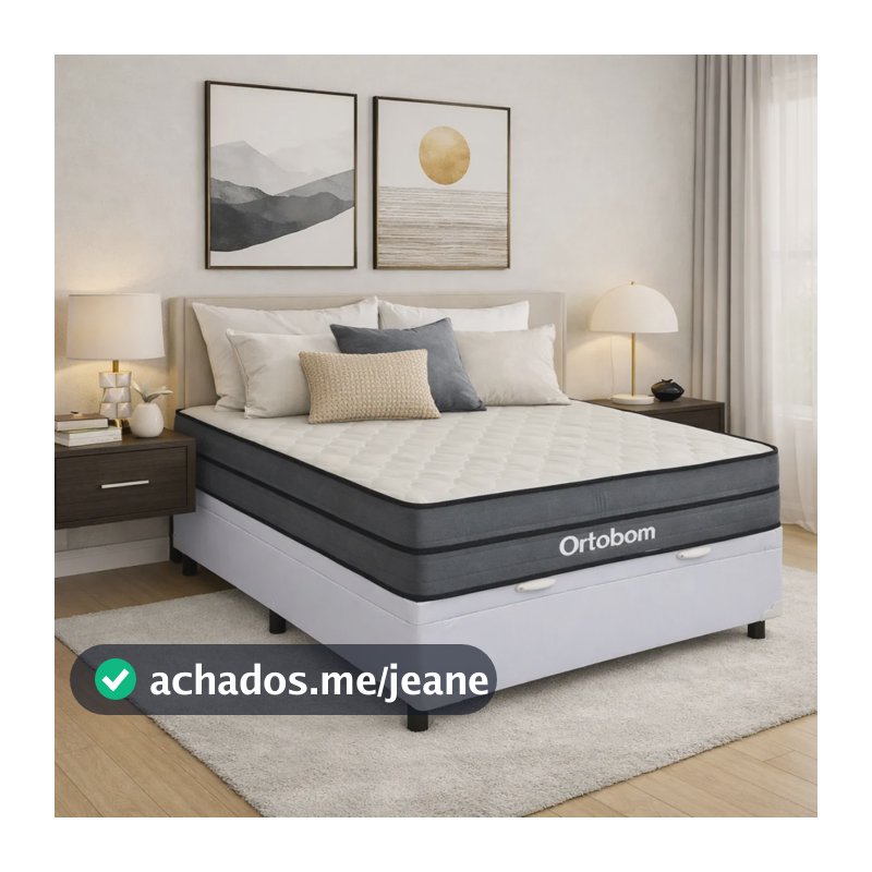Baú Casal Branco Colchão Núvia Airtech Superpocket Ortobom Branco