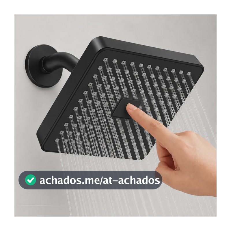 Heemli Ducha Chuveiro Alta Autolimpante Articulável Quadrada Preto Fosco