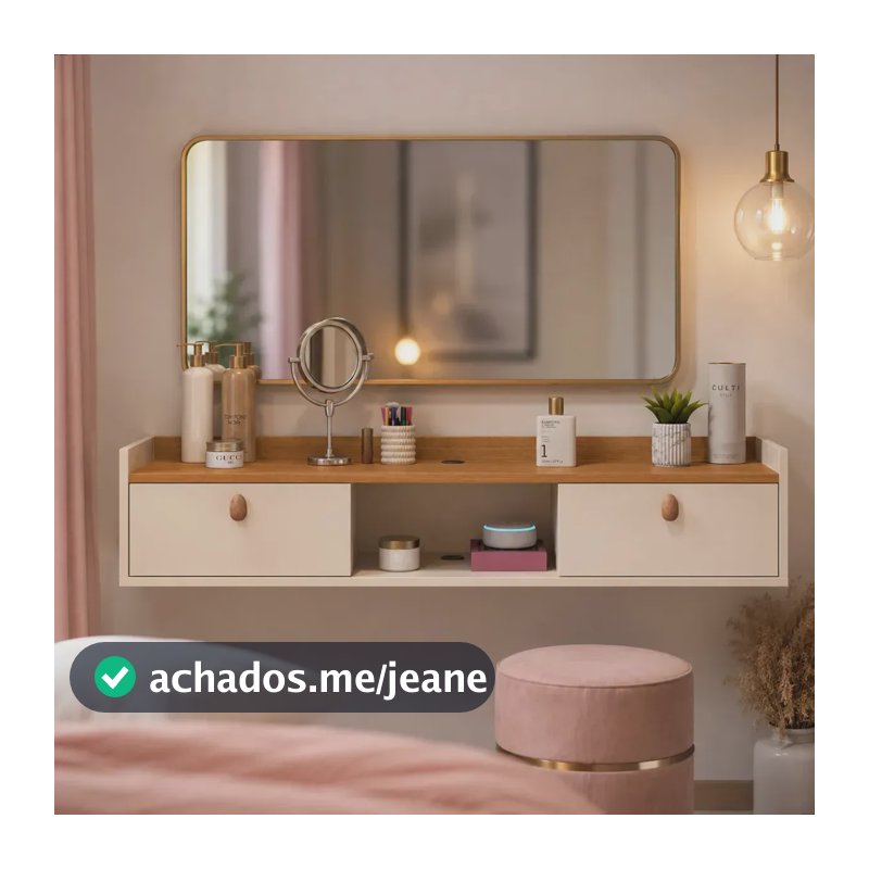 Penteadeira Suspensa 90cm Com 2 Portas Para Quarto Casal Off-white/cinamomo