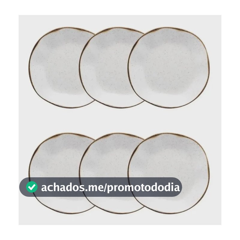 Conjunto 6 Pratos Fundos Oxford Ryo Maresia 22,5cm - Porcelana
