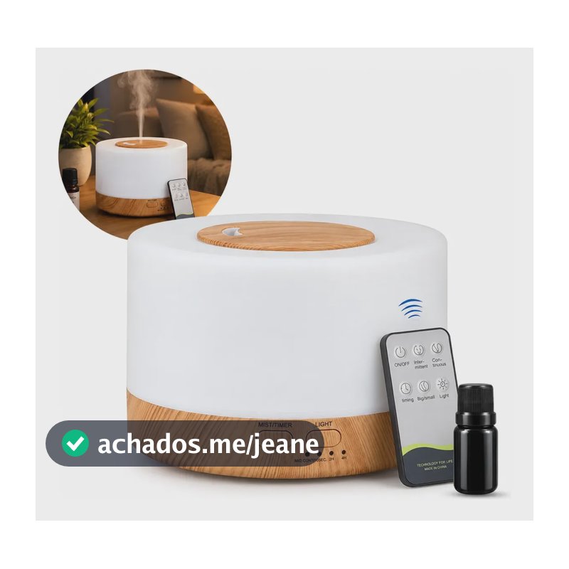 Difusor Aromatizador Umidificador De 300ml + Essência Brinde Palha 127/220v