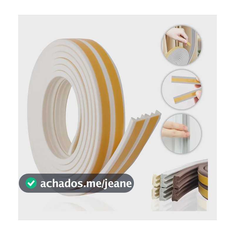 Fita Adesiva Veda Frestas Janela Porta Vedação 4mm 6 Metros Branco