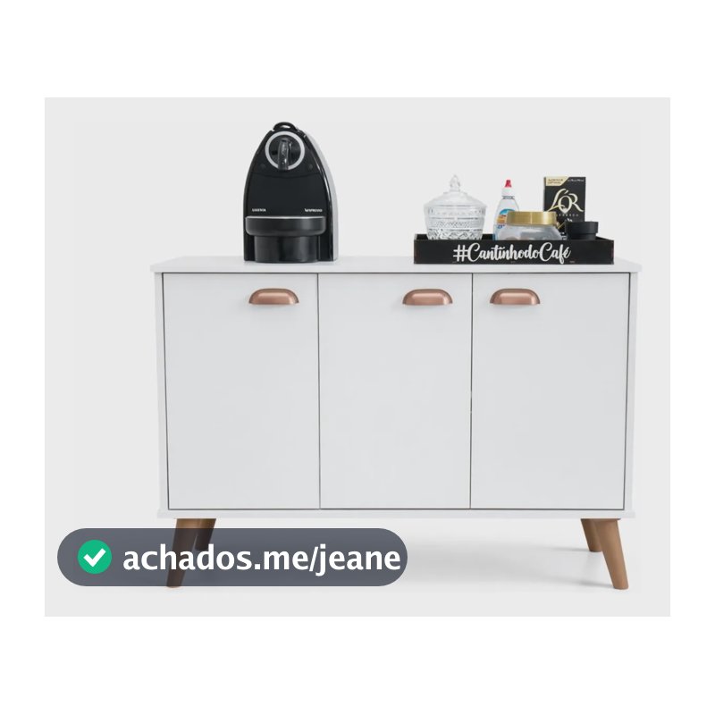 Buffet Aparador Balcão Sala De Jantar Estar 3 Portas Branco Branco