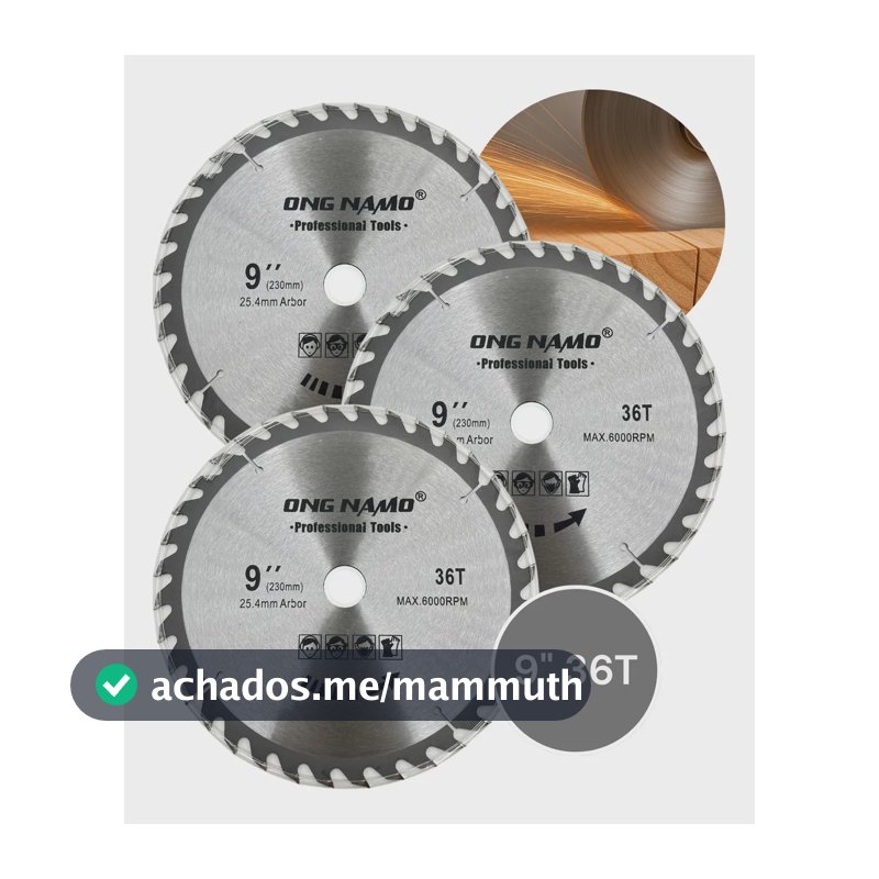 Kit 3 Disco Serra Circular Lâmina de Corte Madeira 230mm x 25.4mm 36t 9 Polegadas 36 Dentes