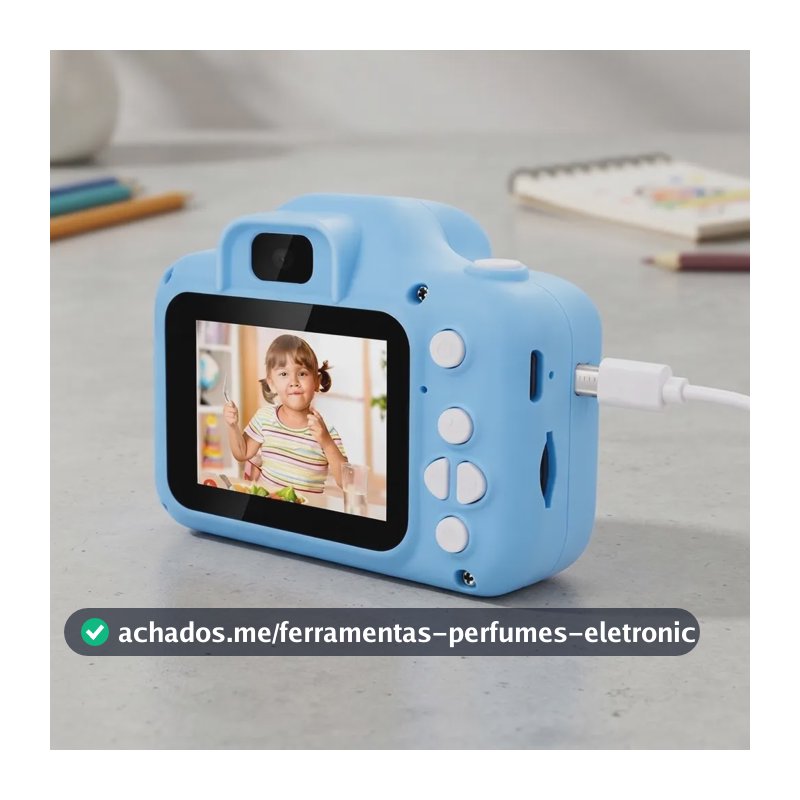 Máquina Digital Infantil Câmera Vídeo Foto Recarregável Azul Azul