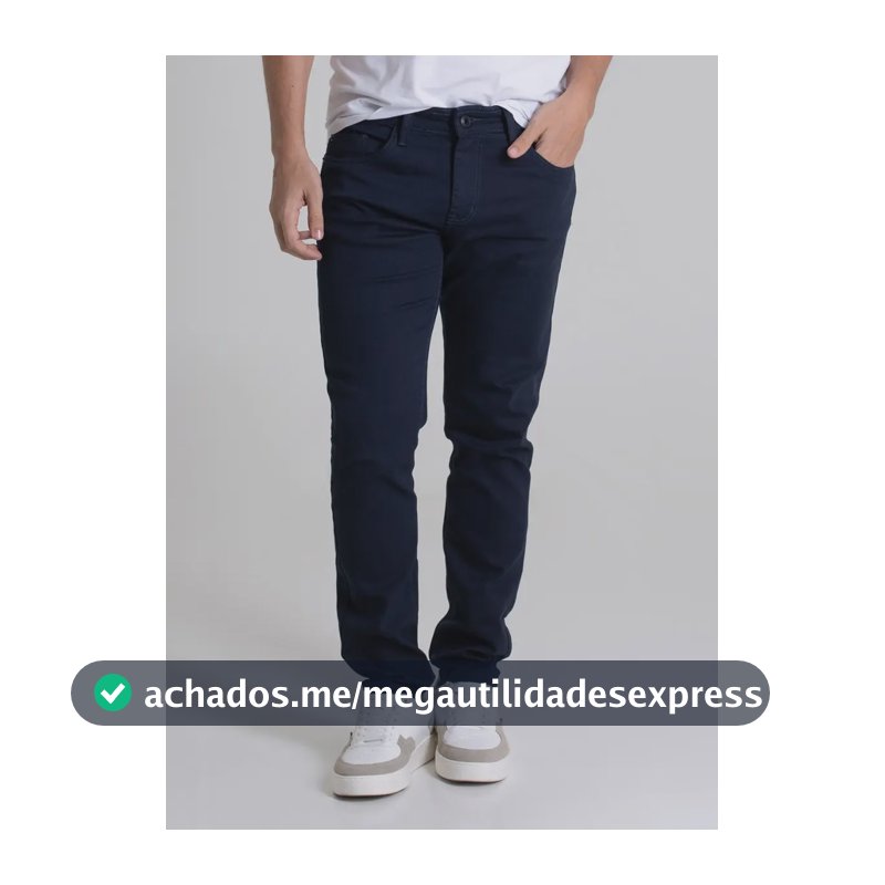 Masculina Calca Sarja Sawary Slim_279821 Azul-marinho Liso 46