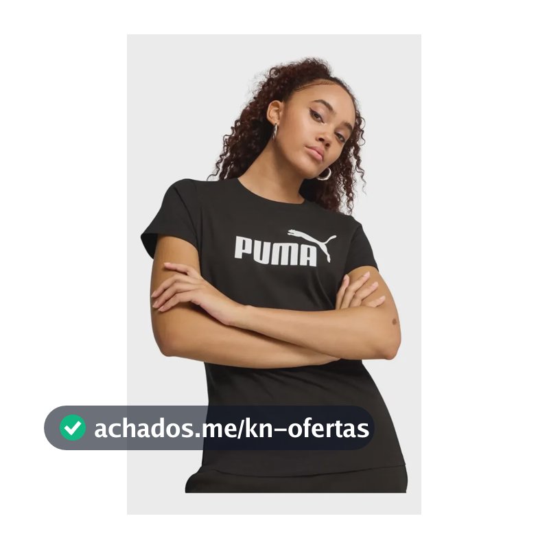 Camiseta Feminina Ess No. 1 Logo Puma Preta Geométrico P