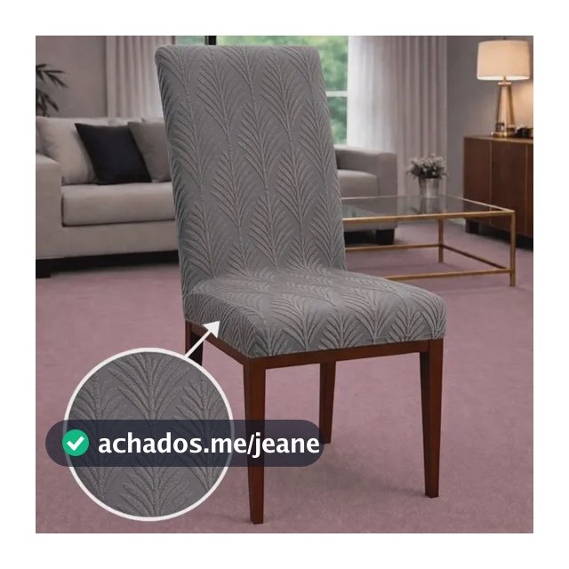 Kit 6 Capas De Cadeira Em Suede Jacquard Alto Relevo