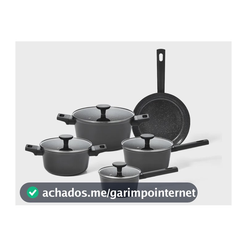 Jogo 5 Panelas Antiaderente Ultra Ceramic Mou Preta - Oikos Preto