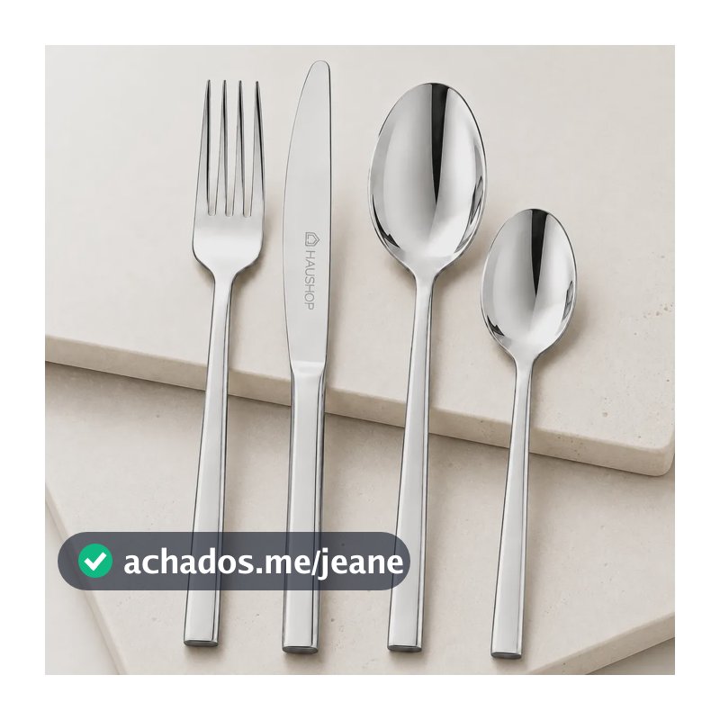 Jogo De Talheres Faqueiro Inox Home Design Haushop 16 Peças Prateado