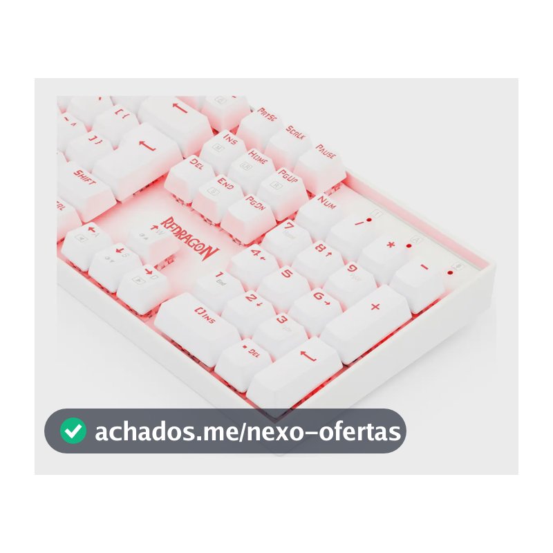 Teclado Redragon Mitra Led Vermelho Lunar White Switch Azul Lunar White Português Abnt2