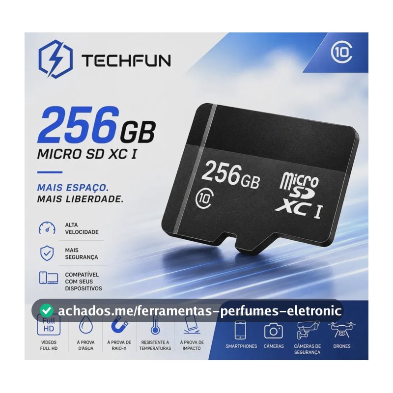 Cartão De Memória Para Celular Drones Câmeras 256gb Microsd