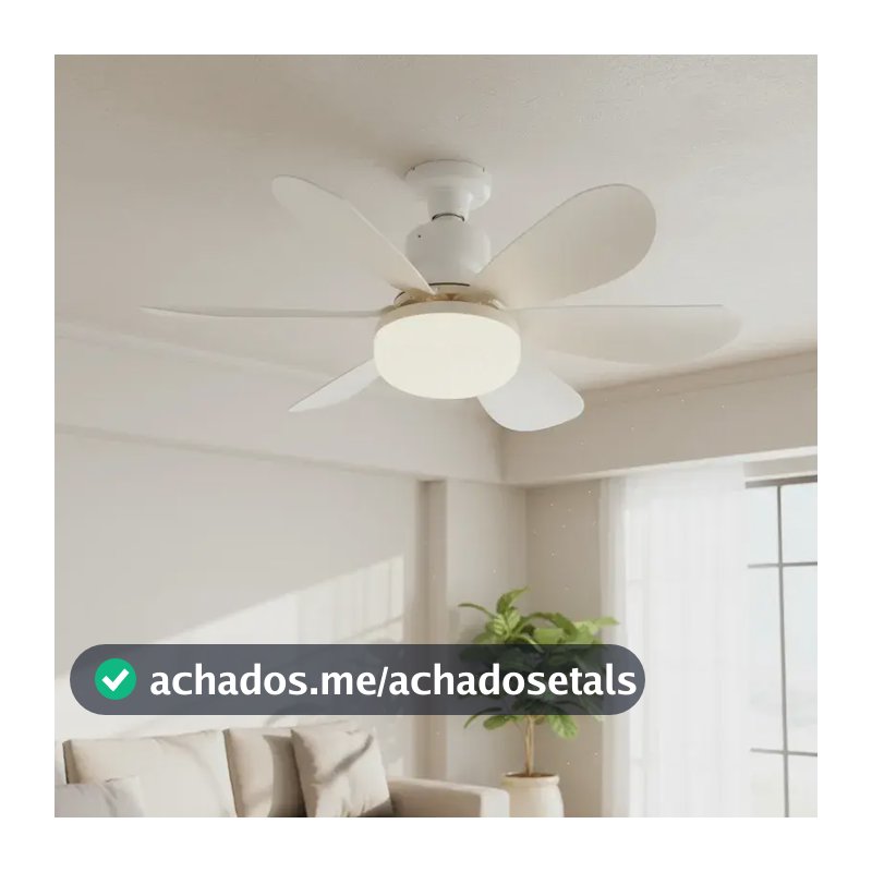 Lâmpada Ventilador De Teto  Hélices Controle Remoto Luz Mudo Branco 127/220v Plástico 5