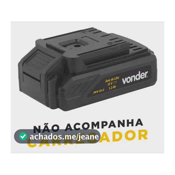 Bateria de Lítio Vonder 12V 1.3Ah para Parafusadeira PFV012 e PFV012I