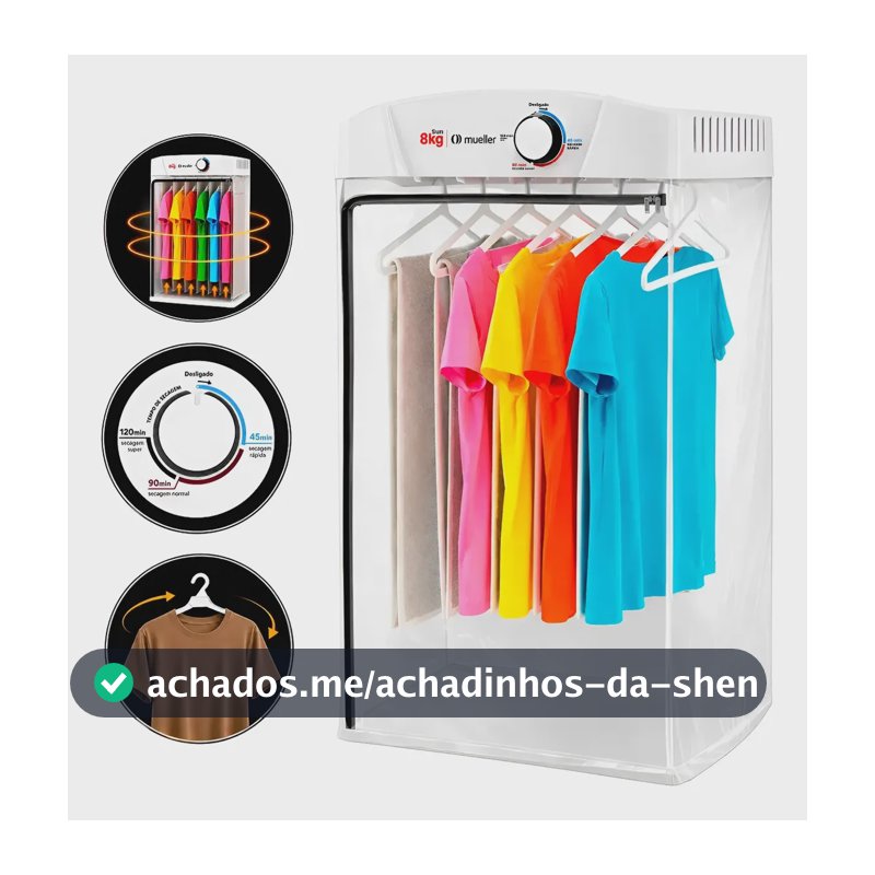 Secadora De Roupas Mueller Sun 8kg De Parede Com Timer Branco 220v