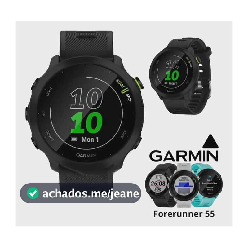 Smartwatch Forerunner 55 Tela 42mm Preto Preto Mesh