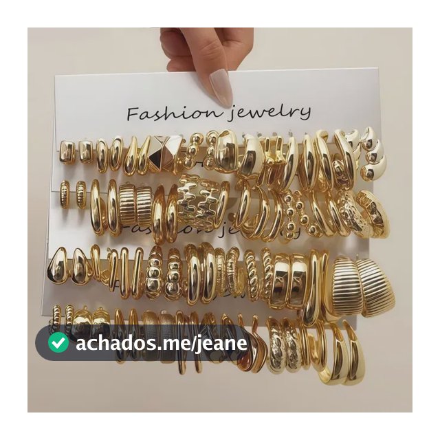 Kit 40 Pares Brincos Geométricos Dourados Dourado