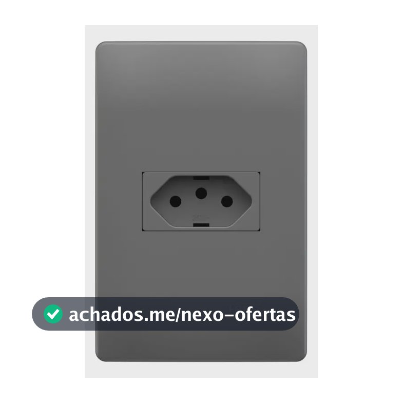 Tomada 20A Horizontal Cinza Onix com Placa 4x2 Linha Habitat Fame