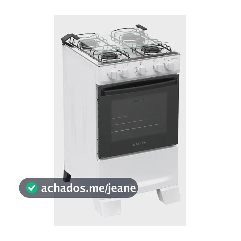 Fogão 4 Bocas Atlas Coliseum Plus com Mesa de Inox Manual Branco