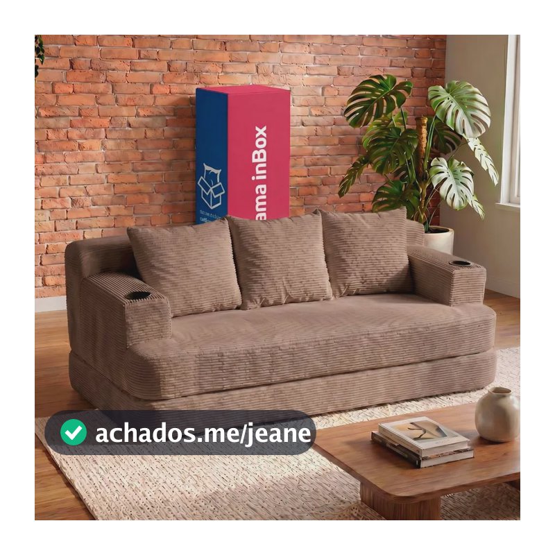 Sofá Cama Nami. 1,88m Xpand Tech Tecido Velourê Cama Inbox Marrom Liso