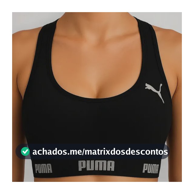 Top Puma Academia Fitness Original Nadador Alta Sustentação Preto Eg