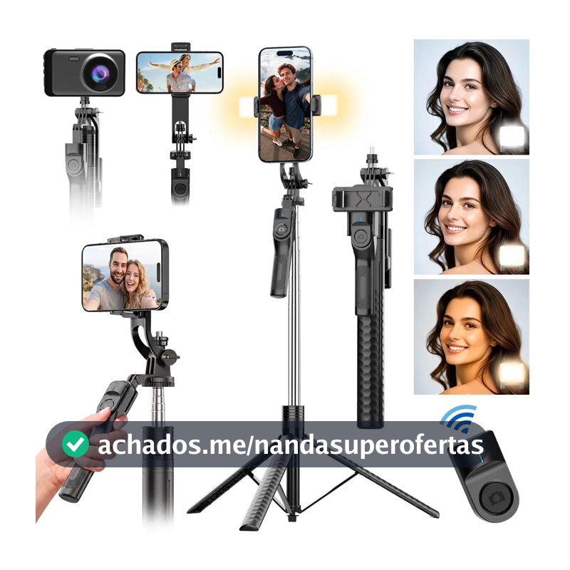 aweshine Tripé / Bastão Para Celular Portátil Até 1,90 M Com Controle,Celular 360° Rotação para Celular、Câmera、Vlog E Gopro