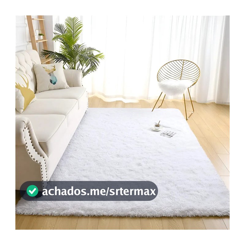 Tapete 2x1,5 Sala Peludo Quarto Cores Variadas Cor Branco Desenho Do Tecido Pelo Alto