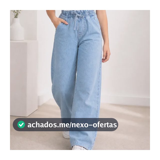Calça Jeans Wide Leg 100% Algodão Juvenil Elástico Clochard