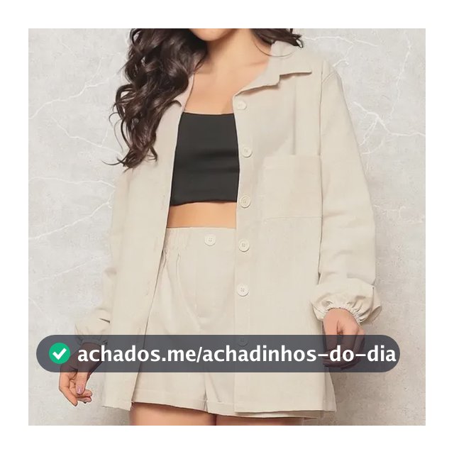 Conjunto Linho Feminino Camisa E Short Linha Premium