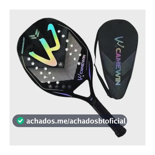 Raquete de beach tennis W Camewin 100% fibra carbono mais capa cor preto