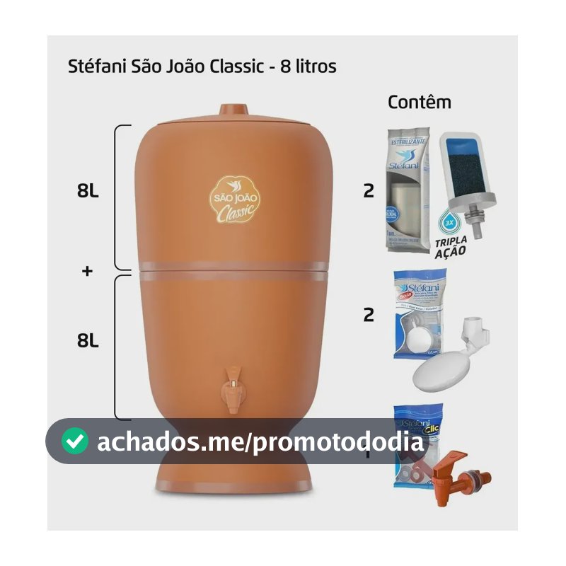 Filtro de Barro Stéfani São João Classic 8L Cerâmica Marrom