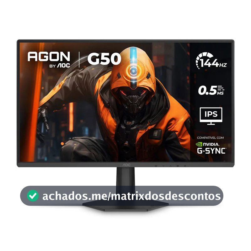 Monitor Gamer AOC AGON G50 24" 144Hz 0,5ms IPS HDR10 G-SYNC 24G50F Preto