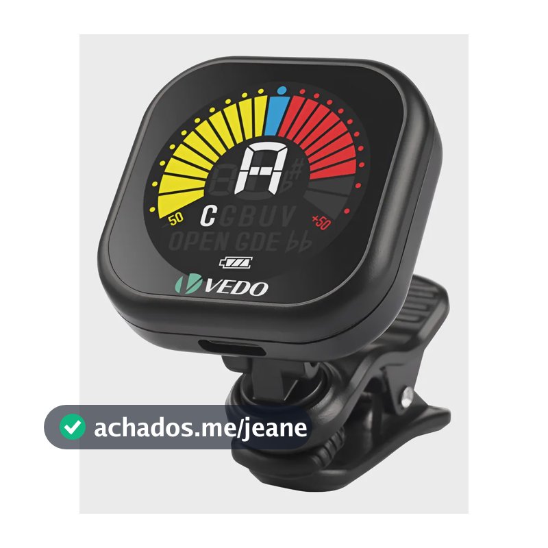 Vedo Afinador Clip Recarregável,display Lcd De Alta Precisão Preto