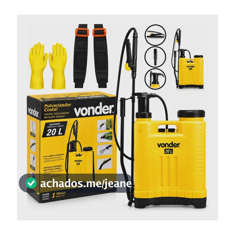 Pulverizador Vonder Jardinagem Profissional Costal 20 Litros Amarelo